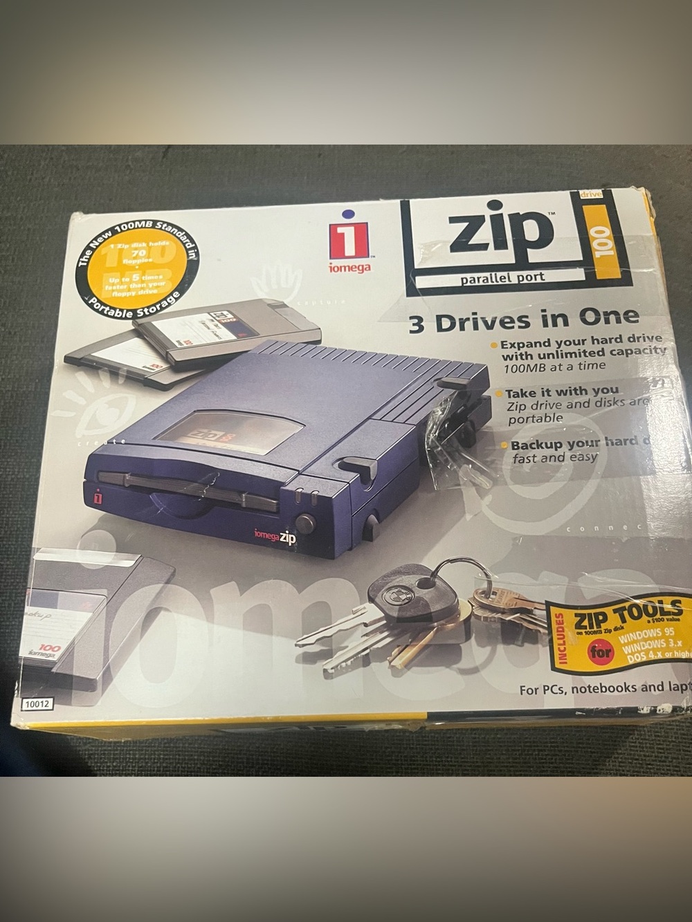 Vintage in box Iomega 100MB External Zip Drive For PC Parallel Port Connection